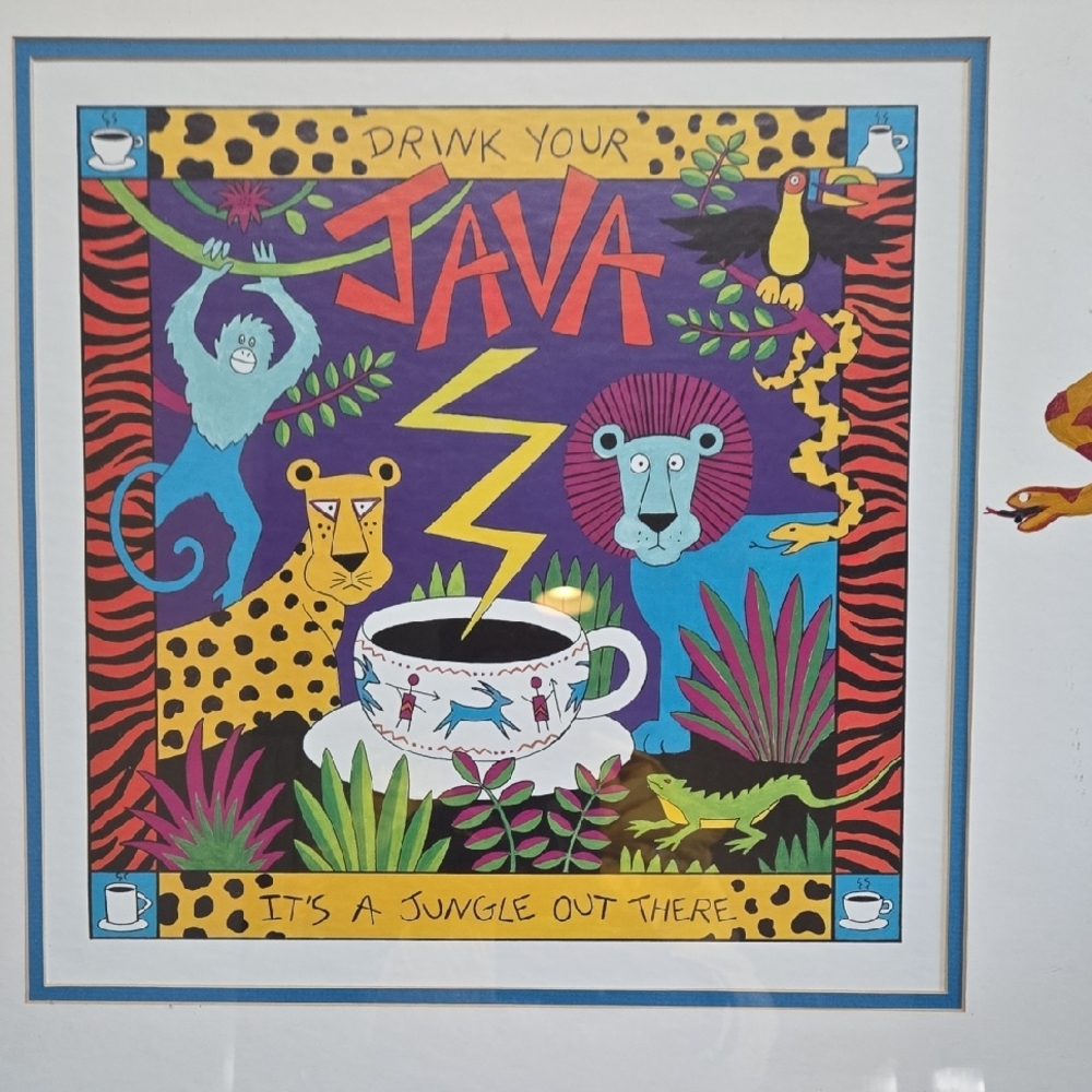 JAVA RARE Colorful Its A Jungle Out There  Coffee Art Print